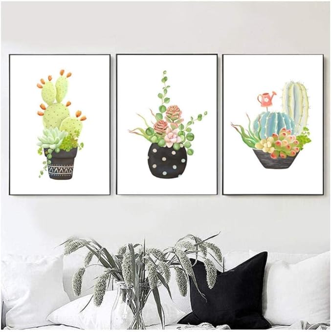 Canvas Wall Art Cactus Aloe Potted Plant