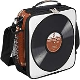 Pardick Music Record Black Kids Lunch Bag Retro Music Vinyl CD Insulated Lunch Box Mini Cooler Back to School Thermal Meal Tote Kit Bento Tote Bags Thermal Lunchbox for Boys Girls