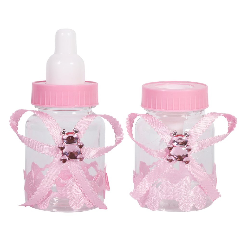 50PCS 3.5 Inch Candy Bottles, Feeding Bottle Candy Box for Baby Shower Party Favor Gifts Decorations(Pink)