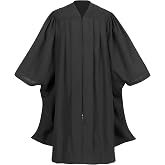 Erligo Black Matte Master Graduation Gown | Unisex Deluxe Classic Graduation Master Gown for Academic Degree Regalia, Polyester Fabric