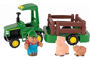 TOMY John Deere 1st Farming Fun Hauling Play Set with Tractor, Trailer, Farmer and Animals