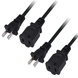 2 Pack 2 Prong Extension Power Cord 5FT, US