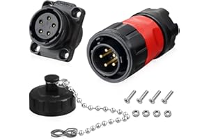 ALLAOUNION 5 Pin Connector Waterproof Connector, Industrial Solder Circular Connector, Aviation Connector for Car, Truck, Boat, and Other Indoor/Outdoor Electrical Wire Connections(Male Female Plug Socket)
