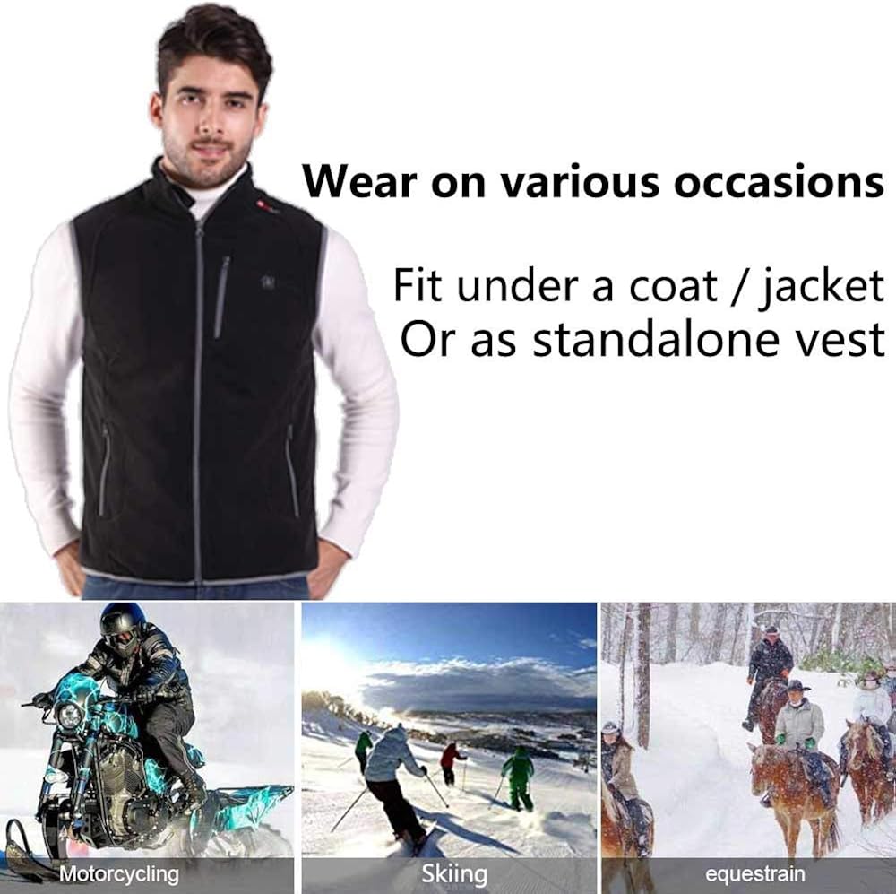 PROSmart Heated Vest Polar Fleece Lightweight Waistcoat with USB Battery Pack for Men and Women (Unisex): Clothing