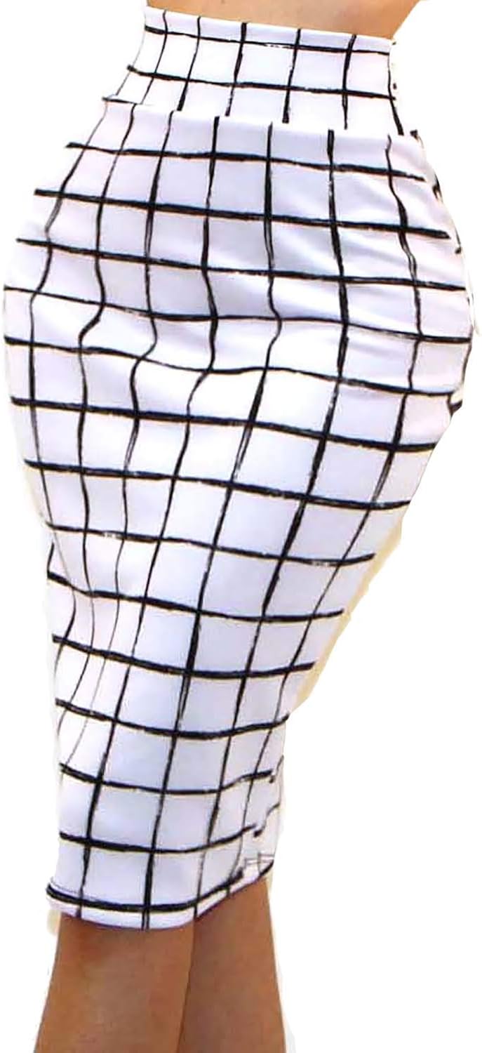 Vivicastle Women's USA High Waist Band Bodycon Career Office Midi Pencil Skirt: Clothing