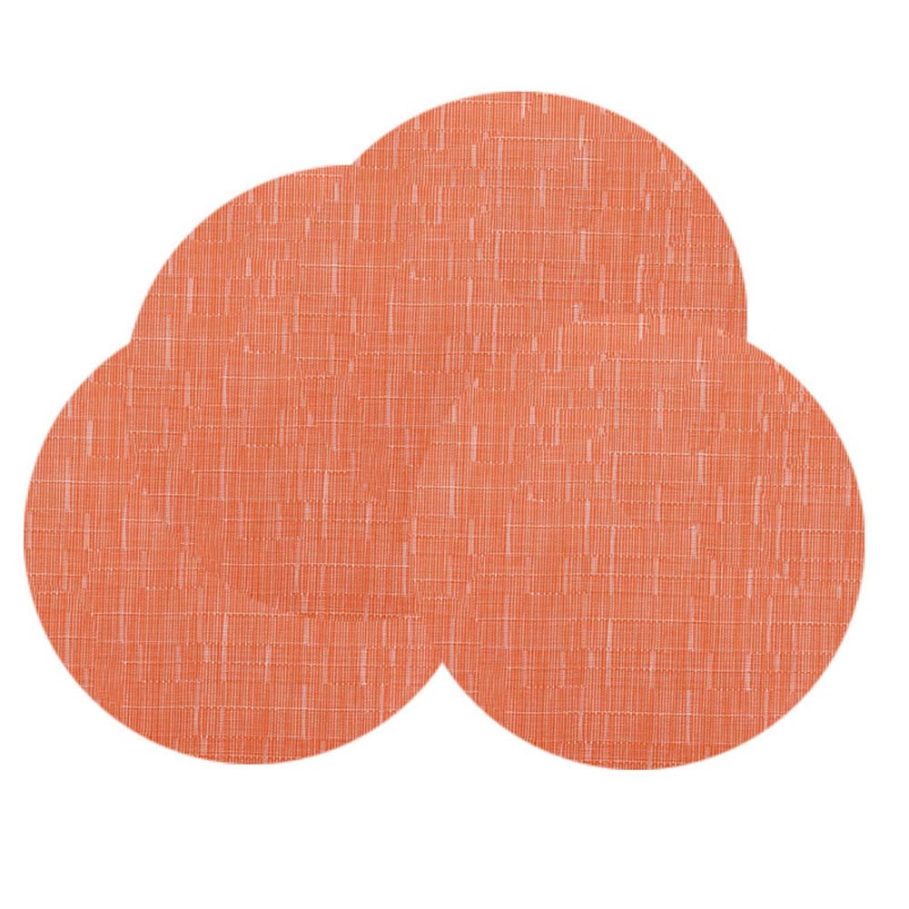 LivebyCare Round Placemats Set of 4 Woven Table Placemats Washable Non-Slip Placemats 13.8 Inch for Christmas Decoration Home Wedding Party,Orange