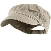 e4Hats.com Enzyme Frayed Solid Army Caps | Adjustable back strap, frayed brim detail, cotton, matching underbill, one size, hand wash only