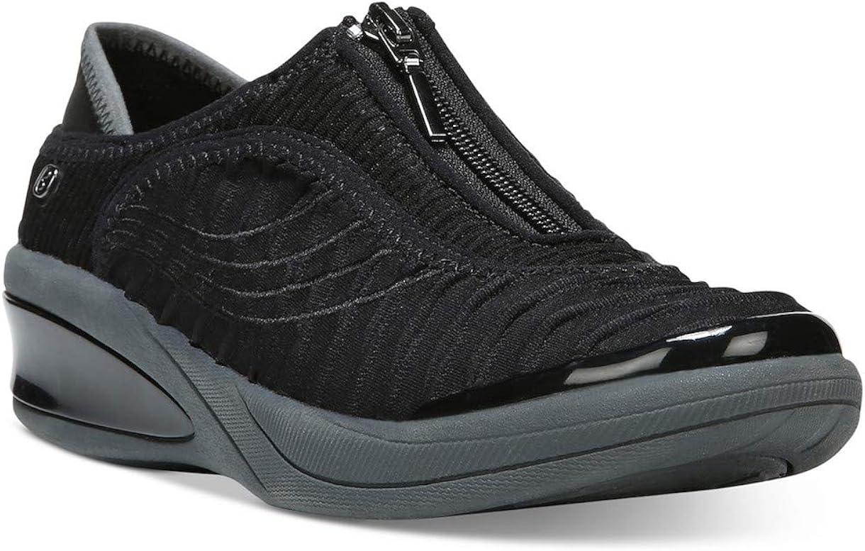 Black BZees Womens Fancy Fabric Low Top Zipper Fashion Black BZees Womens Fancy Fabric Low Top Zipper Fashion
