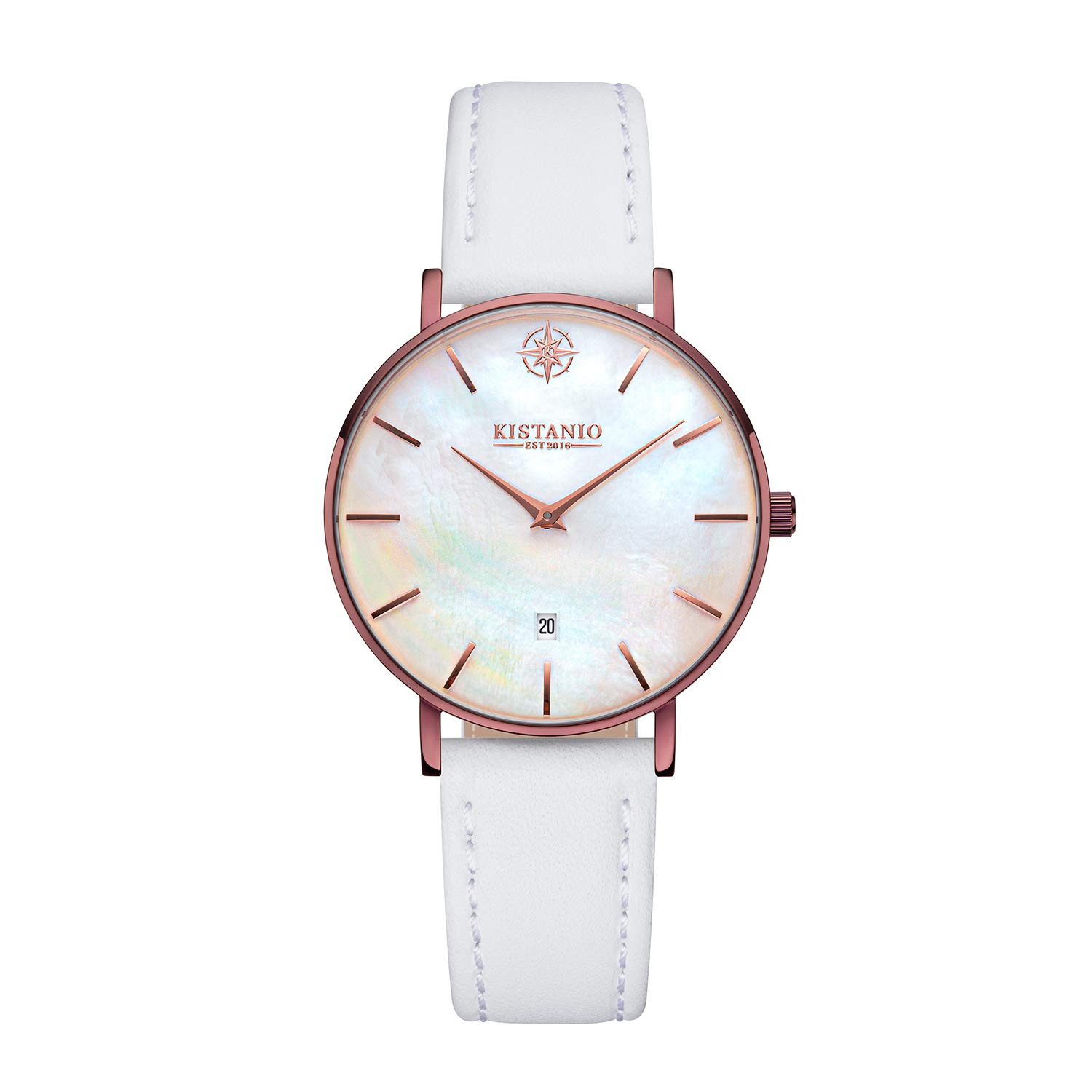 Kistanio Petit Mocca Mocca Mother-of-PM-L-WH Women's Watch with Leather Strap and Sapphire Glass Analogue Display