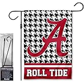 Alabama Crimson Tide Houndstooth Pattern Garden Banner Flag with Stand Pole Holder