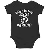 AW Fashions Born to Play Soccer with Dad Baby Bodysuit Funny Family Newborn Outfit for Boys or Girls