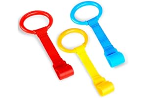 Rindion 3PCS Baby Pull Up Rings, Standing Walker Exercises Assistant Rings, Playpen Crib Hook Ring - Baby Walking Training Tool