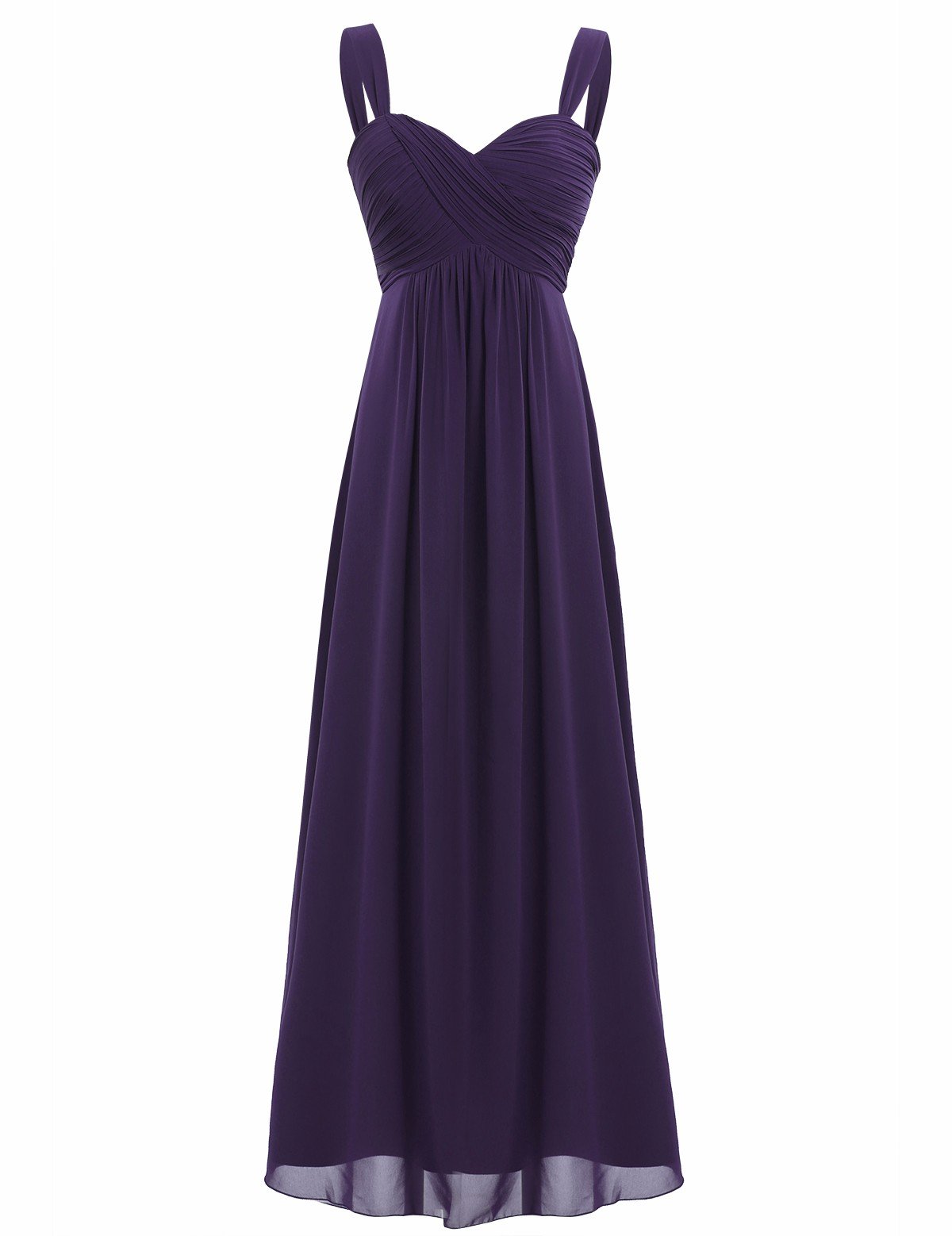 FEESHOW Elegant Women's Chiffon Bridesmaid Long Dress Empire Waist Prom Evening Gowns