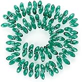 200pcs Czech 12mm Faceted Teardrop Briolette Crystal Glass Loose Beads Pendant Drop Spacer Bulk Emerald Green for DIY Jewelry Making CCT2-24