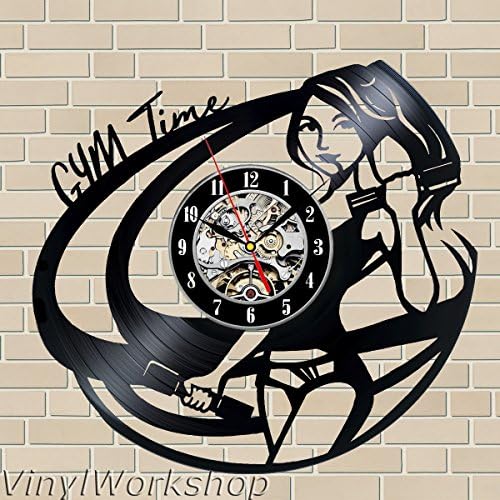 Gym Time For Lady Fitness Shape Workout Wall Clock 12 in(30cm) Black Decor Modern Decorative Vinyl Record Wall Clock This Clock Is A Unique Gift To Your Friends And Family For Any Occasion …