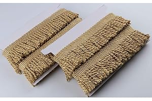 HEARTWISH Curtain Fringes Bullion Fringe Trim 2.5Inch Wide 5 Yards Long,Fabric Trims and Embellishments Curtain Weights Fringes for Sewing DIY Decoration Black Gold White (Dark Gold)