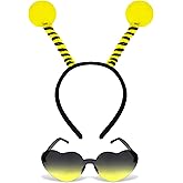 Dolkoic Bee Headband Butterfly Antenna Headband Glasses Set for Adult Bee Costumes Accessories