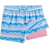 maamgic Boys Swim Trunks with Compression Liner 4-Way Stretch Quick Dry Bathing Suit Toddler Beach Shorts