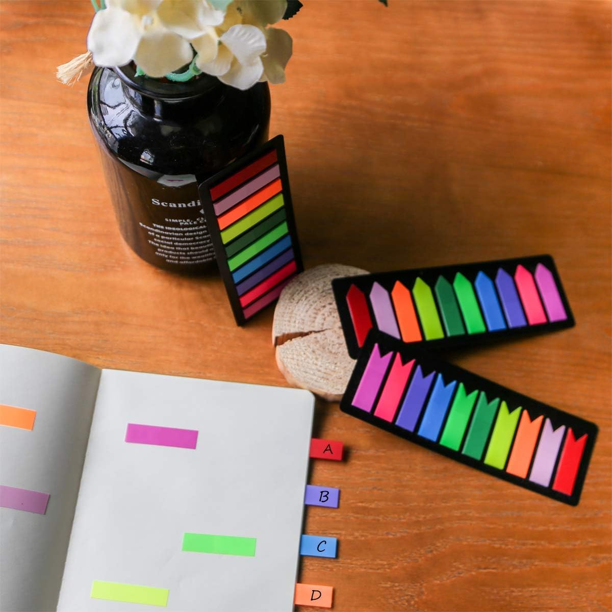 Page Markers Sticky Index Tabs, Arrow Flag Tabs Colored Sticky Notes for Page Marker Bookmarks [10 Primary Colors, 600 Pieces] Sticks Securely, Removes Cleanly : Office Products