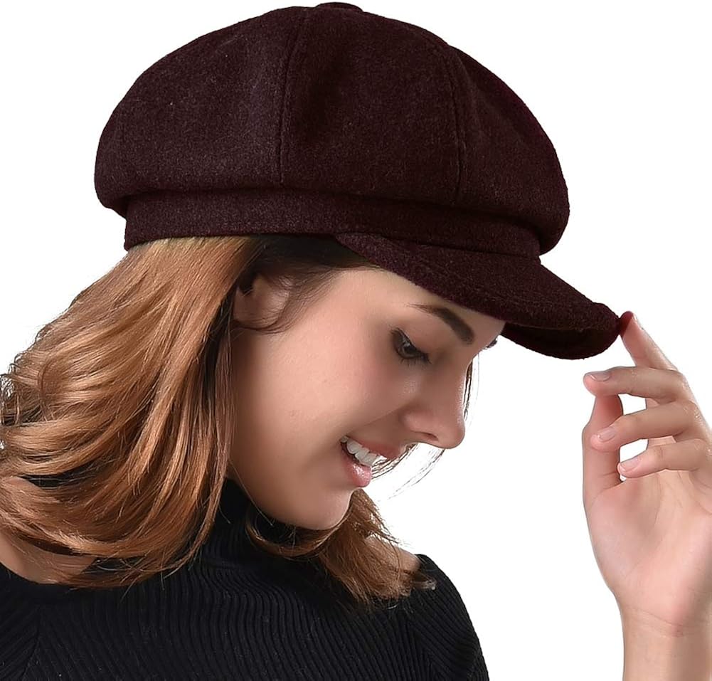 FURTALK Women's Newsboy Cap Paperboy Hat Winter Wool Beret Hat Cabbie