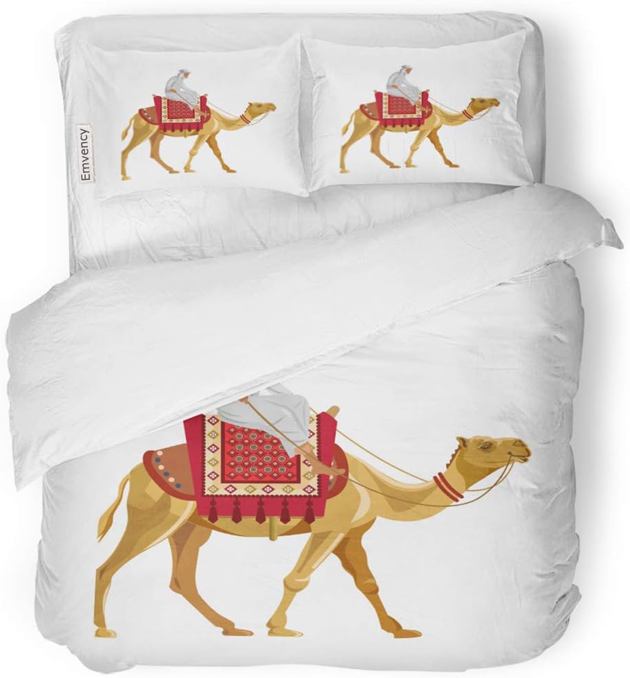 SanChic Duvet Cover Set Caravan Man Riding Camel Africa African Animal Decorative Bedding Set with 2 Pillow Cases Full/Queen Size