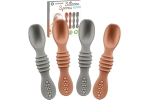 SPERRIC Silicone Baby Spoon, Baby Led Weaning, First Stage Baby Spoons, Baby Feeding Spoon Set Gum Friendly BPA Lead Phthalate & Plastic Free, Baby Self Feeding Utensils for Infant & Toddler, Great Gift Set