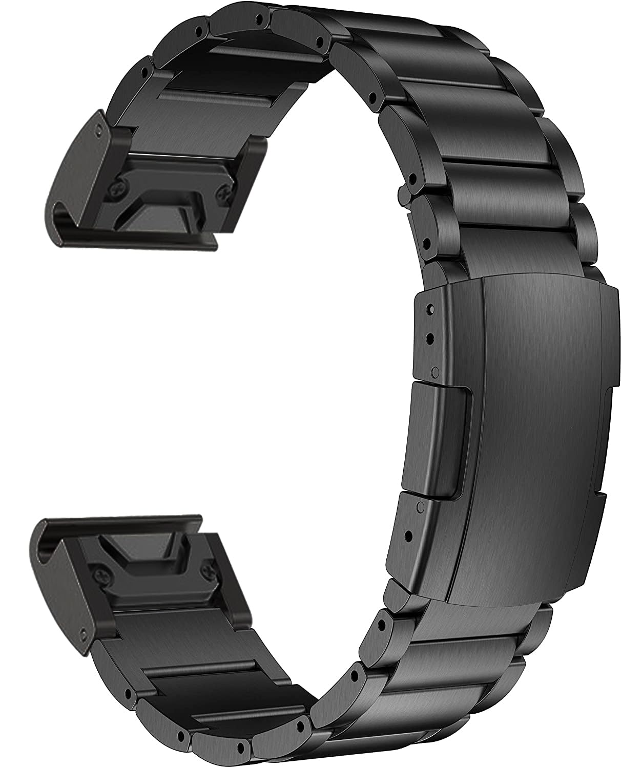 MaKTech Titanium Band for Garmin,26mm Three-Piece Metal Bracelet Strap with Quick Release Connector,Tortoise Buckle,for Garmin Fenix 8 51mm/7X/6X/5X/7X Pro/6X Pro/5X Plus Smartwatch (Black)