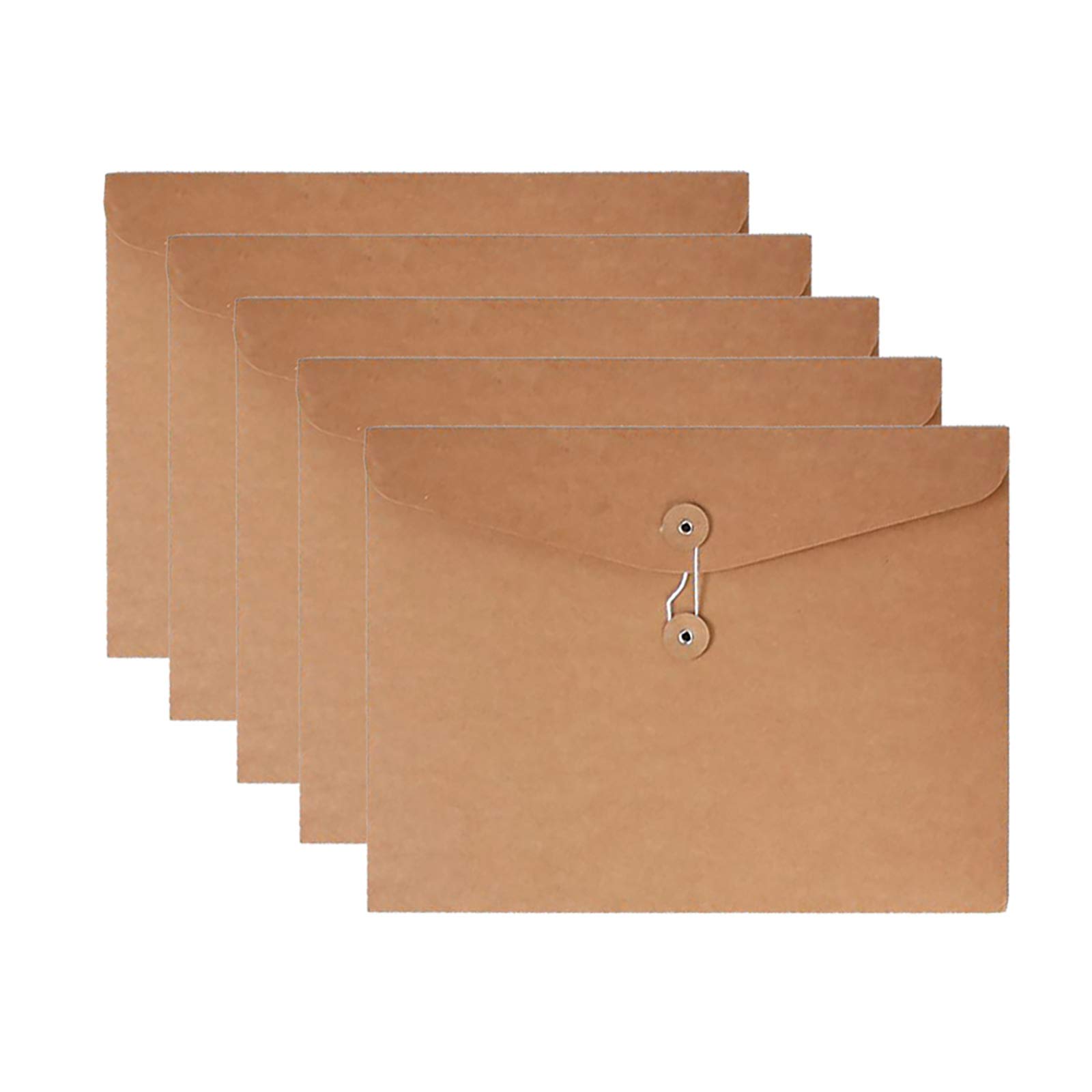Photo 1 of VANRA Kraft String Envelope File Folder Project Pockets File Jacket Document Organizer Flat-No Expansion A4 Letter Size (Kraft Brown, Pack of 5)