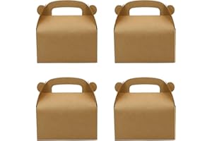 Oletx 24-Pack Brown Party Favor Treat Boxes, Goodie Gable Paper Gift Boxes with Handles. Perfect for Birthday, Babyshower, and Any Fun Party