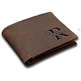 Personalized Men's Leather Wallet with Monogram Custom Engraved Brown Bifold Wallet with Initials and Name Gift for Men, Dad, Husband, Son, Boyfriend, Grandpa, Fathers Day, Christmas Day
