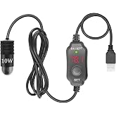 Mini Aquarium Heater 5V/2A USB 10W Small Fish Tank Heater for Tanks 1 Gal | Digital Display Thermostat Betta Heater with Dry-Run &amp; Overheat Protection, Memory Function