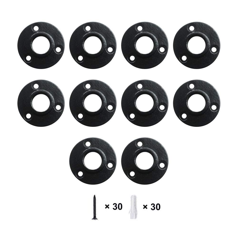 Photo 1 of GeilSpace Floor Flange, Malleable Iron Pipe Fittings - Vintage DIY Industrial Shelving, Industrial Decor, Furniture DIY (3/4", Black)