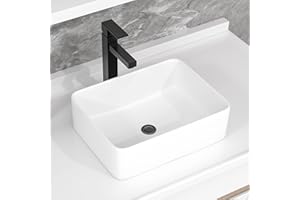 Vessel Sink Rectangular - Fulorni 19"x15" Bathroom Vessel Sink Rectangle Above Counter White Ceramic Porcelain Vanity Sink Basin