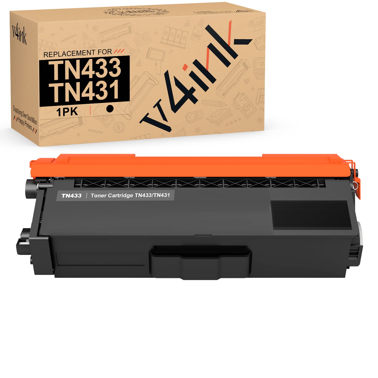 v4ink 1PK Compatible TN431BK TN433BK Toner