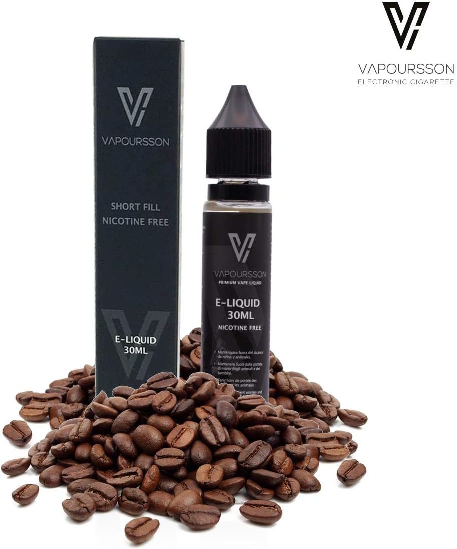Vapoursson 30ml Coffee 0mg E-Liquid Short-Fill Nicotine-Free Bottles 50/50 PG/VG - Strong Real Flavours for E-Shisha and E-Cigarettes Eliquid