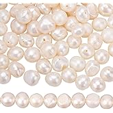SUNNYCLUE 1 Box 104 to 106Pcs Natural Pearl Strands 7MM Irregular Creamy White Natural Cultured Freshwater Pearl Bead Strands for Jewelry Making DIY Earrings Bracelet Necklace Crafts Supplies
