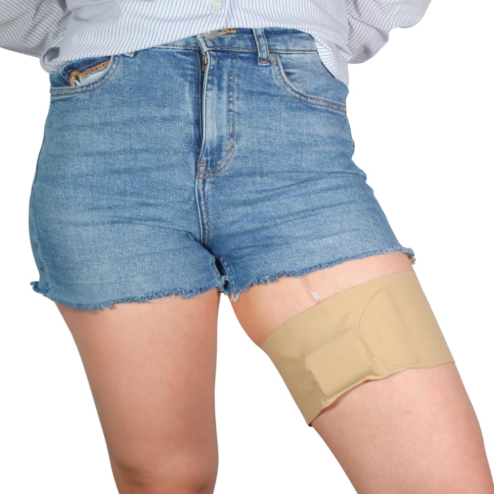 URSA Health: Ultra Soft, Slim & Stretchy Thigh Belt Insulin Pump Holder - 1mm Thin, Made in UK, Durable & Breathable. for Diabetes Patients, Compatible with Medical Devices (Beige)
