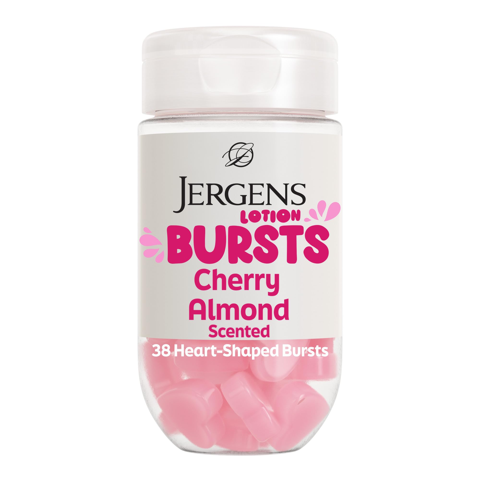 Photo 1 of Jergens Cherry Almond Lotion Bursts, Squishy Heart-Shaped Moisturizer Bursts, Lotion Gifts for Teens, 38 Ct