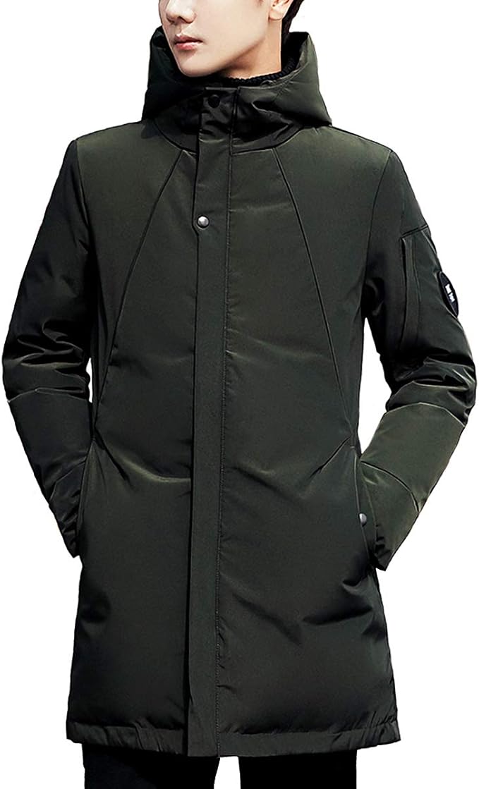 Amazon ダウンコートメンズ ジャケット ビジネスコート厚手 暖かい コートベンチコート ダウン ジャケット アウター 膝丈 防風 ロング ジャケットコート フード付き 防寒 冬服 Ks816 Green Xl コート ジャケット 通販