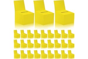ZZHXKJHKY 30 Pcs Raffle Boxes Ballot Box Donation Box for Fundraising, 6.5 x 4.5 x 4.5 Inch Cardboard Box with Slot for Ticket and Removable Header Charity Box for Collecting Business Card Voting (Yellow)