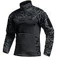 CQR Men's Combat Shirt Tactical 1/4 Zip Long Sleeve Military BDU Shirts Camo EDC Top with Pockets