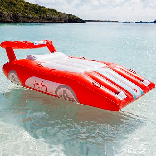 FUNBOY Giant Inflatable Red Sports Car Pool Float, Luxury Float