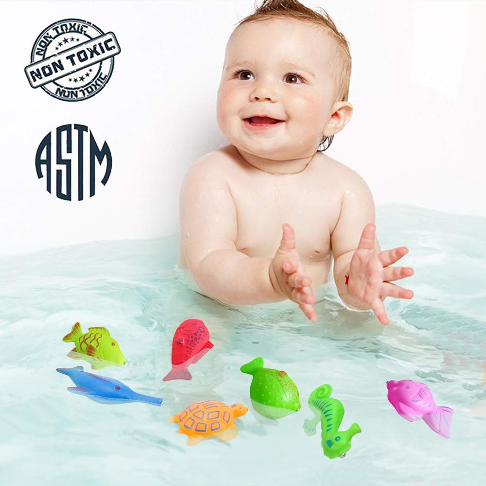 Bath Toys, Fishing Game with 4 Poles 2 Nets 30 Floating Fish