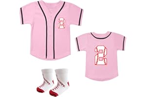 BAICAIYU Baby Baseball Jersey and Socks 2pcs Set Birthday Outfit Boys and Girls 2-4 Years Old Toddler Softball Shirt