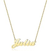 Hidepoo Julia Necklace - 18K Gold Plated Name Necklace Julia for Women Jewelry