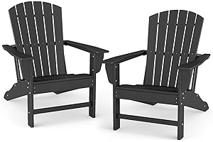 BRIOPAWS Adirondack-Chairs-Set of 2 | Fire Pit Chair | Oversized | HDPE Plastic | Weather Resistant | for Deck Outdoor Poolside Campfire | Black