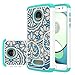 LEEGU Case for Moto Z Play Droid,Shock Absorption Dual Layer Heavy Duty Protective Silicone Plastic Cover Case for Motorola Moto Z Play Droid - Blue Flower