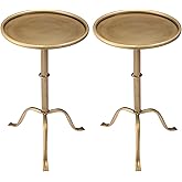 RattanView 2 Pcs Metal Martini Table Bronze Small Round Drink Table12.5 x 12.5 x 27.75 Inches Pedestal Iron Side Tables for S