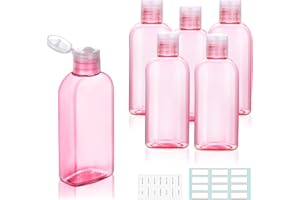 Kitchen GIMS Travel Bottles for Toiletries 6 Pack 3.4oz/100ml with Flip Cap Empty Squeeze Bottles Travel Toiletry Bottles for Shampoo, Conditioner & Lotion with Lables