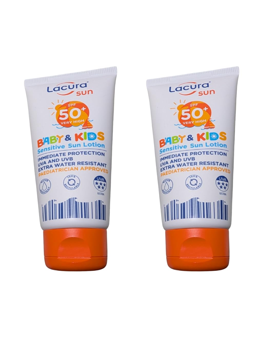Crwp Sun SPF 50+ Baby & Kids Sensitive Sun Lotion, UVA and UVB Protection, Water Resistant, Paediatrician Approved Lācurā with crwp card.